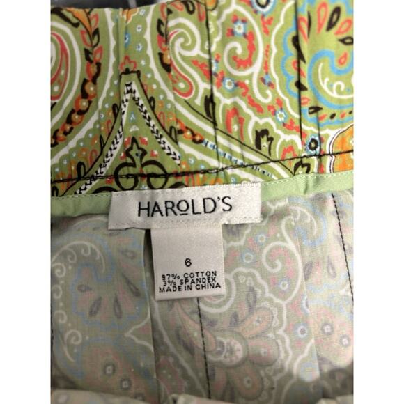 VTG Harolds Skirt 8 ALine Green And Brown Medallion Boho Cottagecore Cotton Y2K - Picture 4 of 6
